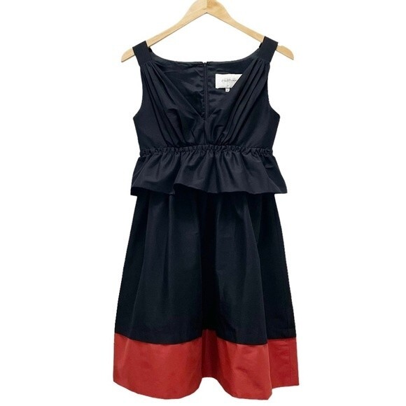 Jill Stuart Dress Women's Size 4 Black Copper Colorblock Peplum Cocktail A-Line - Picture 1 of 10